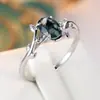 Anillo S925 Plata de Ley Estilo Simple Europeo y Americano Diseño de Rama Hoja Borde de Ágata Hierba Acuática Anillo de Joyería de Mano Moda para el Día a Día