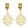 Fábrica de joyería Ge Xiang directo moda simple acero de titanio corte forma de gota de agua flor de loto colgante pendientes de acero inoxidable