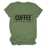 Café Porque Assassinato Amazon Casual Versátil Simples Camiseta Feminina de Gola Redonda e Manga Curta Camiseta Básica