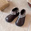 Botas de inverno quentes forradas com fleece para meninas, estilo princesa, tornozeleiras, sapatos macios para bebês, sapatos para meninas, Botas Martin