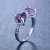 Anillos de Venta Caliente Transfronterizos de Eaby con Circonita Morada y Diamantes de Colores, Joyería de Moda Europea y Americana, Venta al por Mayor de Hafeng Gemstones