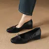 Diseño Silencioso y Elegante~ Lazo Piel de Vaca Primavera 2026 Tacón Bajo Plisado Punta Cuadrada Piel Genuina Boca Baja Zapatos de Mujer