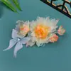 26 Diseño Original de Primavera, Hecho a Mano Pura, Estilo Antiguo, Colores Cálidos Suaves, Pasador de Peonías, Accesorio para el Cabello Hanfu, Adorno Floral para el Cabello