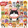 Compra directa transfronteriza de 50 lindos y adorables pegatinas de gatos para decorar cuadernos, fundas de teléfono y botellas de agua