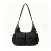 Bolso bandolera para el día a día transfronterizo en stock, gran capacidad, multifuncional, nailon plisado, multibolsillos, bolso Hobo tipo media luna