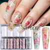 Papel de transferencia para decoración de uñas con cielo estrellado, encaje, rosa y patrones florales, encaje blanco vintage, degradado floral, decoración de uñas DIY