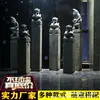 Pilar de Piedra para Enganchar Caballos Estilo Antiguo con Leones de Piedra Tallados, Pixiu y Unicornio, Decoración de Pilar de Puerta de Cuatro Bestias Míticas