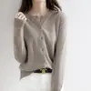 Cárdigan de Punto con Cuello Redondo Suéter Abrigo para Mujer Principios de Primavera Principios de Otoño Invierno Estilo Nuevo Manga Larga Holgado Estilo Coreano Lana Ropa Corta