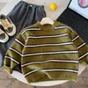 Suéter de otoño para niños Muye, ropa infantil de estilo casual, tejido de rayas versátil versión coreana para niños, top de moda para bebé