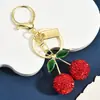 Chaveiro Pingente de Cereja Mais Vendido Transfronteiriço com Strass, Sensação de Alto Padrão, Chaveiro de Cereja para Bolsa Feminina, Acessório da Moda