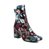 Elegantes botines bordados Otoño e invierno británico Botas de jinete tacón grueso botas de tacón alto 40-43 talla grande botas de comercio exterior