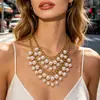 Colar de Pérolas com Franjas Multicamadas Exagerado Novo Estilo Europeu e Americano Corrente de Clavícula Corrente de Suéter Acessórios de Moda Versáteis Atacado