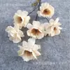 Venta al por mayor del fabricante 6 Cabezas Gardenia y Anémona Materiales Florales para Bodas, Flores Artificiales para Salones de Bodas, Flores Artificiales de 6 Cabezas de Gardenia
