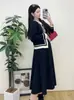 Vestido Xuemefu para Mujeres Embarazadas 2024 Otoño e Invierno Nuevo Estilo Francés Elegante Chanel Chaqueta de Punto Vestido Chaleco Adelgazante de Moda