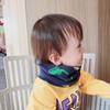 Bufanda de algodón con cuello para bebé, de una sola capa, cálida y variable, con estampado de dibujos animados para otoño e invierno, para niños y niñas.