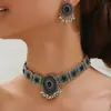 Moda Europea y Americana Retro Mediano Dongfeng Diamante Brillante Brote Cayendo Espiga Temperamento Exagerado Collar de Mujer Pendientes Traje de Joyería para Mujer 1118