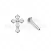 Aleación de titanio G23 clavo para oreja gota de agua cruz cruzada transfronteriza incrustación circón 5A joyería para perforaciones accesorios para clavo de labio clavo de hueso de oreja