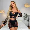 Verão 2023 Novo Europeu e Americano Ins Top Tubo Costura de Renda Cruzada Sexy Conjunto de Lingerie Transfronteiriço W556
