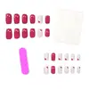Modelo de Comercio Exterior Más Vendido: Uñas Postizas para Arte de Uñas de 24 Piezas en Rojo Rosado, Forma de Corazón, Estilo Dulce y Fresco, Rectangulares de Longitud Media al por Mayor