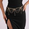 Moda Trendy Estilo Bohemio Multicapa Cadena para Cintura con Colgante de Perlas Redondas Mariposa Estrella Borla Cadena Corporal Sexy Versátil
