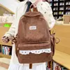 Mochila escolar estilo coreano para estudiantes de secundaria y preparatoria, casual, ligera, transpirable, duradera, versátil, de pana, gran capacidad