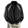 Chaqueta de vuelo a rayas estilo americano para hombre, para principios de otoño, chaqueta corta de béisbol elegante, abrigo casual versátil para el día a día