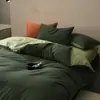 Nuevo juego de cuatro piezas de algodón cepillado engrosado para otoño e invierno, juego de tres piezas cálido de algodón puro bicolor de color liso para ropa de cama de dormitorio de estudiante