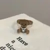 Anillo Abierto Retro de Terciopelo con Oso Lindo para Otoño e Invierno para Mujer, Anillo para Dedo Índice con Diseño de Nicho, Accesorio de Anillo Versátil de Lujo Ligero