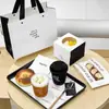 Caja Desechable de 2 Pulgadas de 3 Piezas para Pastel Mousse Caja de Empaque para Postre con Ventana Esquinas Recortadas Bolsa para Llevar Horneado Venta al por Mayor Comercial