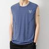 Colete de Seda de Gelo Masculino Tendência Fino Respirável Secagem Rápida Esportivo Lazer Colete Largo Masculino Camiseta Sem Manga Gola Redonda para Verão