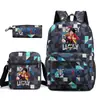 Mochila Escolar One Piece Luffy Transfronteiriça Mochila de Ombro Estojo de Lápis Bolsa de Lona de Três Peças Grande Capacidade Rei dos Piratas