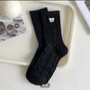 Meias Femininas, Meias Coreanas de Meia Panturrilha, Meias Fofas de Atoalhado com Borboleta para Mulheres, Meias Finas de Verão com Padrão de Cânhamo Estilo Preppy Ins para Mulheres