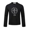 "Capa Base Ligera de Principios de Otoño" Camiseta Casual Retro Estampada de Mezcla de Lana Merino con Cuello Redondo y Mangas Largas para Hombre y Mujer