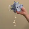 Grampo de Cabelo Azul Florido com Franjas Super Fada para Mulheres, Acessório Estilo Férias de Verão na Beira-Mar, Flor de Cabelo, Ornamento de Cabelo, Grampo de Bico de Pato, Acessório de Cabeça