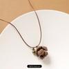 Colgante de Bellota de Fruta de Planta Estilo Bosque Cadena Larga Simple para Suéter Collar Tejido Retro Literario de Nicho Accesorio para Mujer