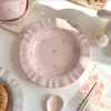 Lindo Set de Plato y Tazón Estilo Ins de Dibujos Animados para Uso en Casa, Incluyendo Tazón para Fideos, Tazón para Yogur, Platos de Cena y Vajilla de Cerámica