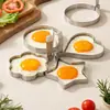 Molde para Fritar Ovos Aço Inoxidável 304 Formato de Coração de Ovo Ferramenta Modeladora de Ovos Poché e Hambúrguer Doméstico Pequeno Anel de Ovo Antiaderente
