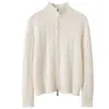 Cardigã de cashmere com trança completa, nova camisa base feminina gola semimang alta outono e inverno 2026, jaqueta com zíper estilo delicado