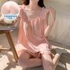 Shorts de tirantes de verano para mujer con copas, estilo princesa, dulce color albaricoque, conjunto de ropa para el hogar con lazo