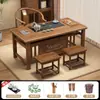 Novo Conjunto de Mesa de Chá e Cadeiras para Varanda Estilo Chinês Madeira Maciça Mesa para Preparo de Chá Mesa de Chá para Apartamento Pequeno Conjunto Completo Integrado Mesa de Chá Zen