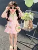 Vestido de Niña con Estampado de Fresas, Cuello de Muñeca, Manga Corta, Vestido de Princesa, Nuevo de Verano 2026, Vestido Casual para Niños