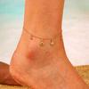 Ankleira de corrente com estrela-do-mar, concha e strass, estilo férias de lazer, para praia, doce, venda quente transfronteiriça, joia para pé, atacado