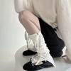 Calcetines de Punto de Color Sólido con Cordones y Lazo Estilo Ballet para Chicas Dulces, Calentadores de Pierna Versátiles Coreanos con Pierna Dividida