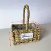 Cesta de Flores de Palha Trançada para Segurar na Mão, Vaso de Flores Suculentas de Rattan Trançado, Recipiente de Flores de Bambu Trançado, Cesta de Presente, Cesta Pequena para Arranjo de Flores, Planta