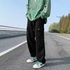 Calça jeans reta preta masculina estilo Hong Kong ins com múltiplos bolsos macacão moda outono e inverno marca calça de perna larga solta