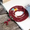 2026 Ano do Cavalo Baixo Conteúdo Cinábrio 108 Contas Terço Corrente de Suéter Multi-Voltas Pulseira Estilo Chinês para Homens e Mulheres