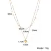 Aogu Moda Transfronteriza Simple Acero Inoxidable Colgante de Corazón Collar de Perlas Apiladas de Doble Capa Cadena para Clavícula Versátil para Mujer