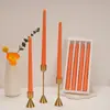 Paquete de 4 Velas Largas Doradas Románticas Banquete de Boda Cumpleaños Comida Occidental Impresas Decoración del Hogar Vela de Aromaterapia
