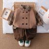 Conjunto de Outono para Bebê Menino 2025 Novo Casual Menino Primavera e Outono Colete Suéter Conjunto de Três Peças Tendência Peça Única Dropshipping