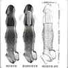 Condón Agradable de Diente de Lobo Escamoso para Hombres, Condón de Cristal Vibratorio Extendido Usable, Restricción de Bloqueo de Semen, Juguete Sexual